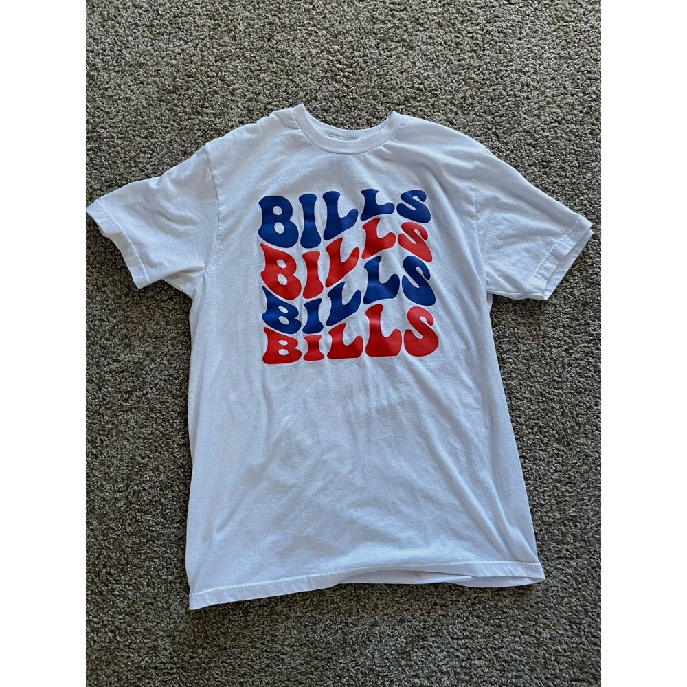 Retro Gildan women's Buffalo Bills NFL Football White Shirt T-Shirt Size M
